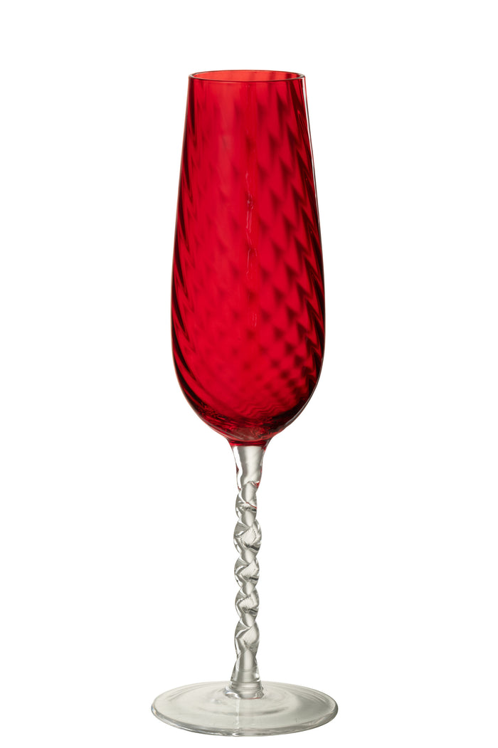 J-Line champagneglas Gestreept - glas - rood