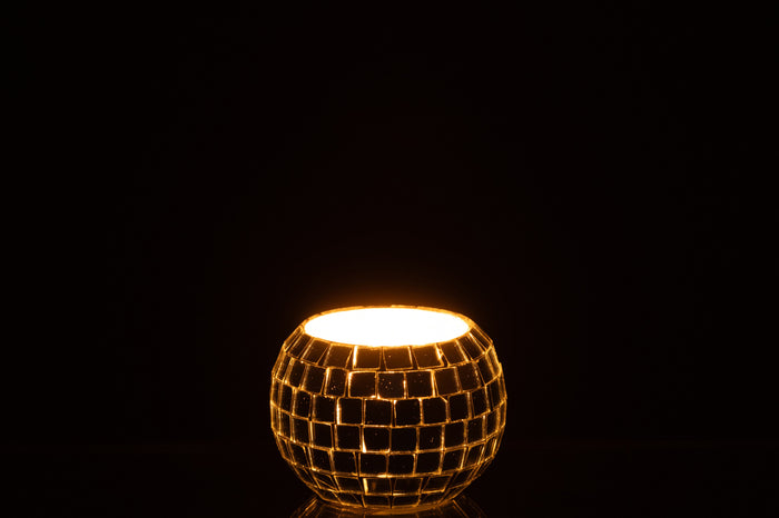 J-Line kaarshouder Bal Mozaïek - glas - zilver