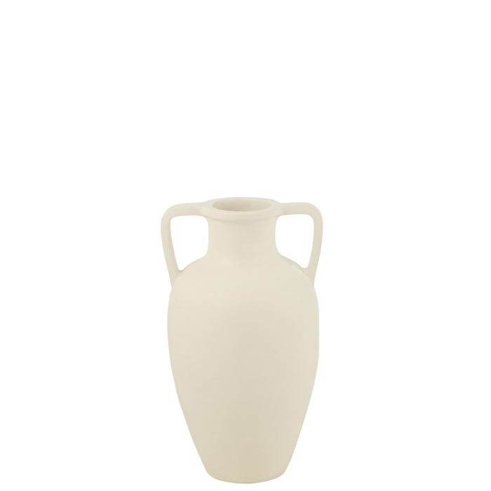 J-Line vaas 2 Armen - keramiek - wit - small - Ø 30 cm