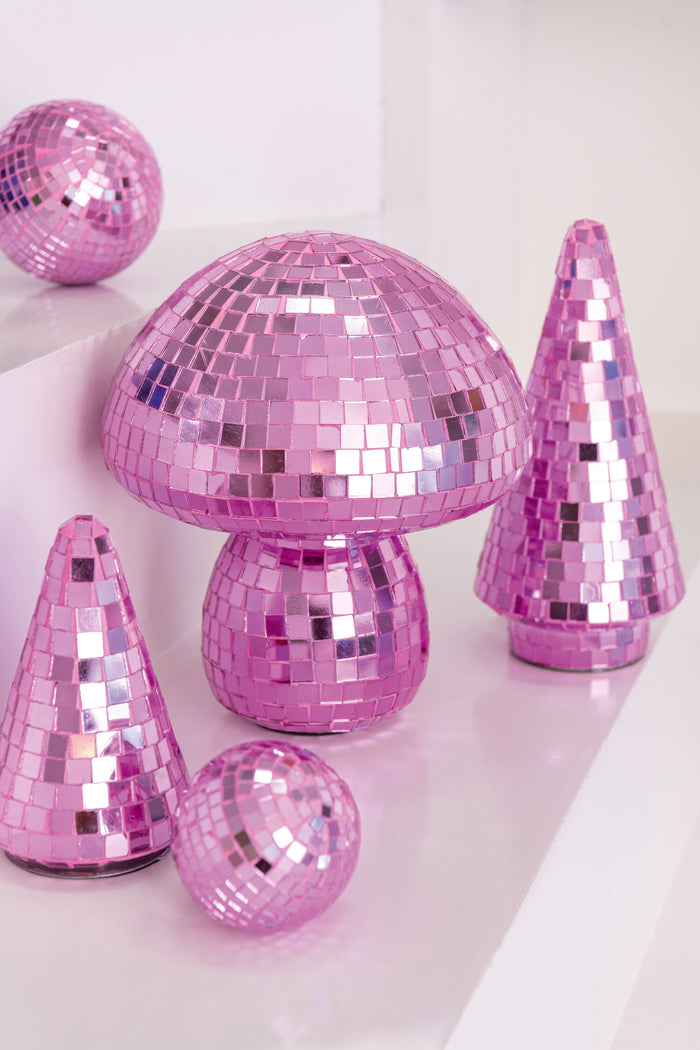 J-Line decoratie Paddenstoel Spiegel - glas - roze