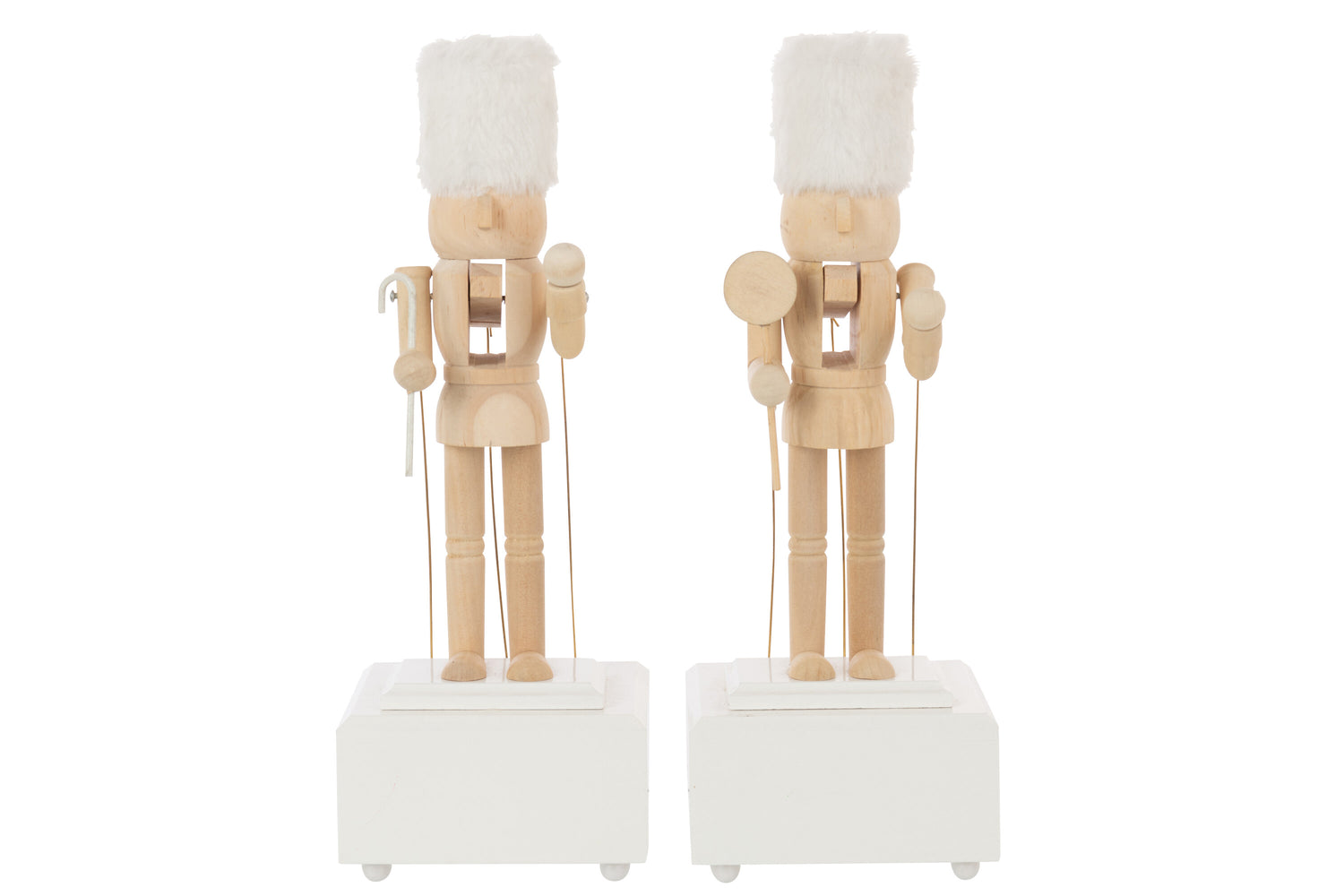 J-Line figuur Notenkraker Muziek - hout - naturel|wit - 2 st