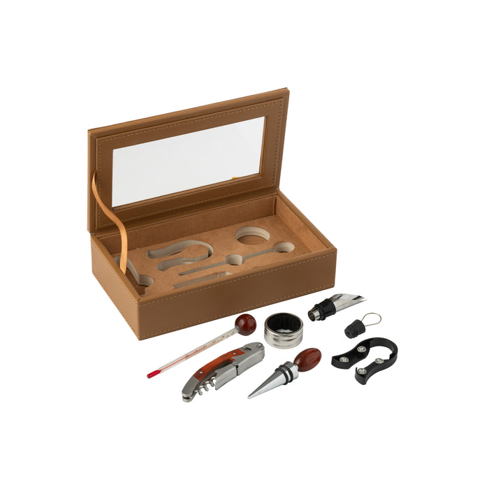 J-Line doos wijnaccessoires - hout - bruin