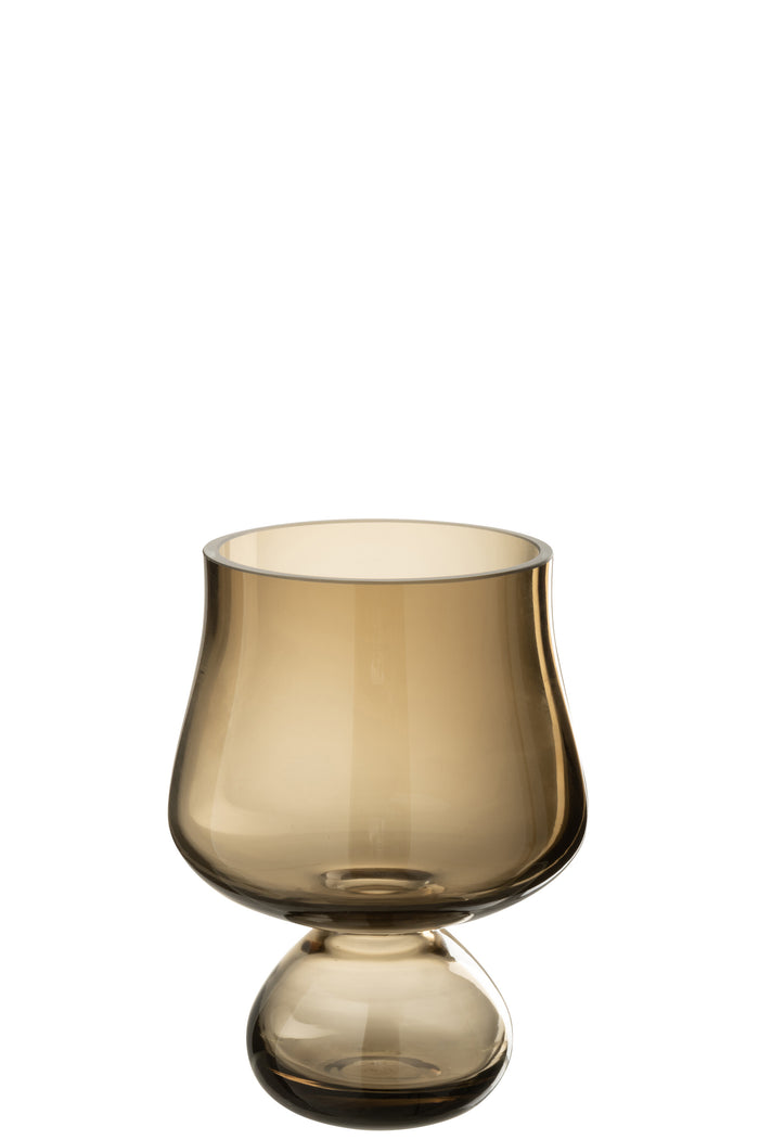 J-Line vaas Beker Laag - glas - grijs