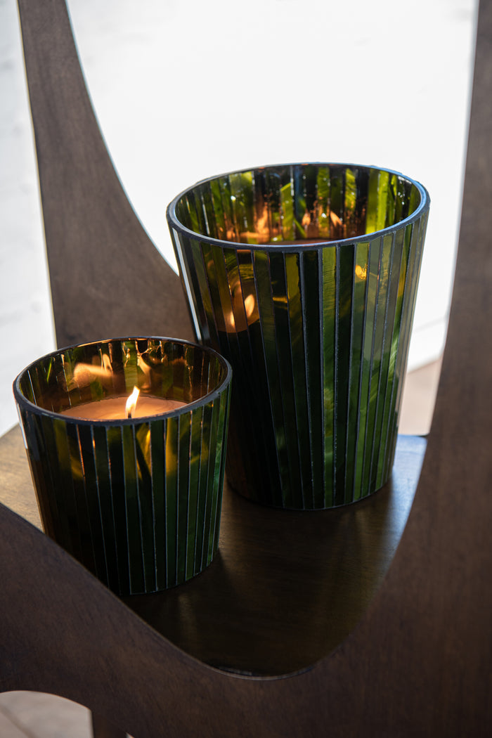 J-Line geurkaars Noa - Herbal Serenity - glas - groen - medi