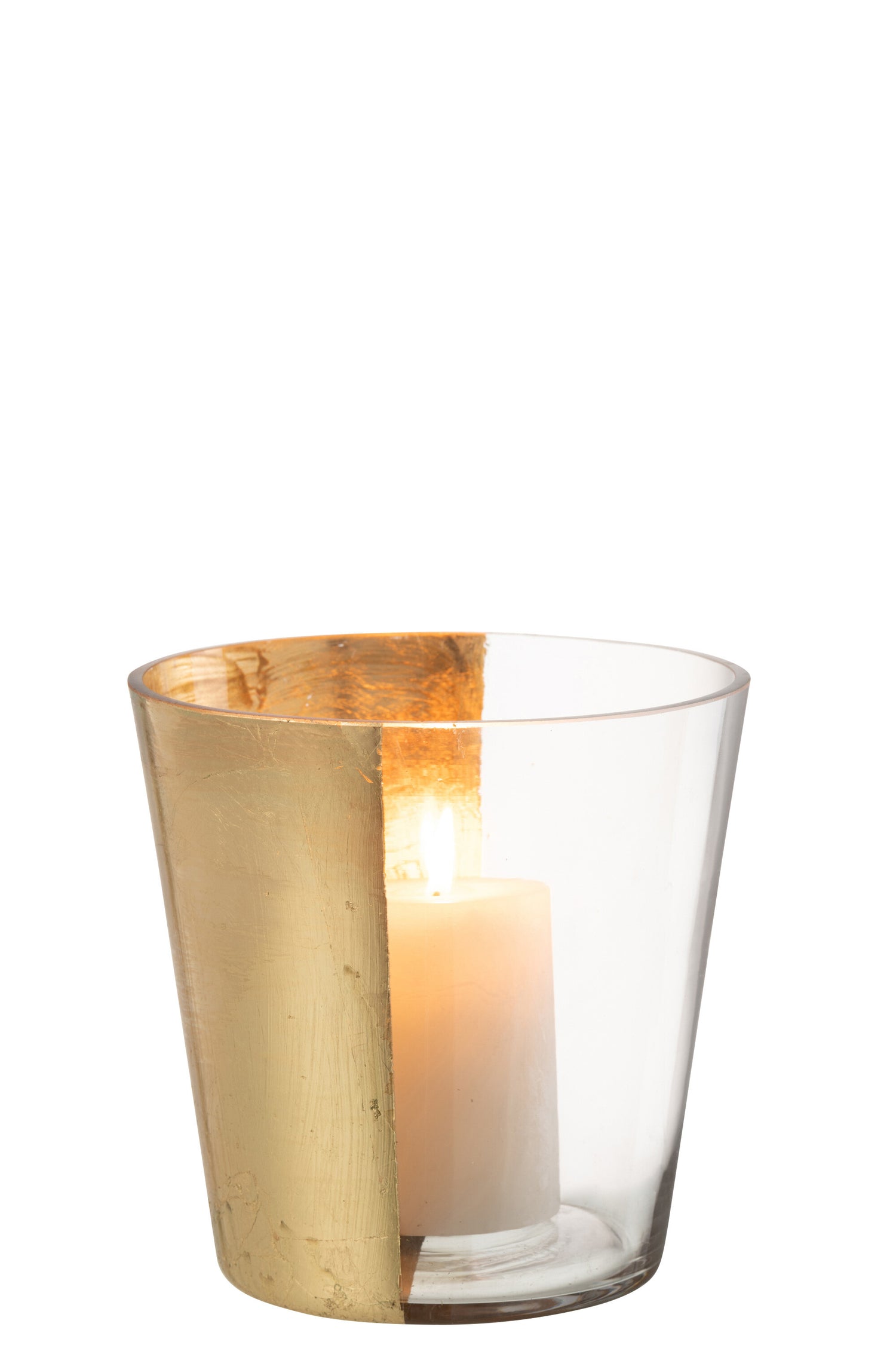 J-Line windlicht boe - glas - transparant|goud - medium