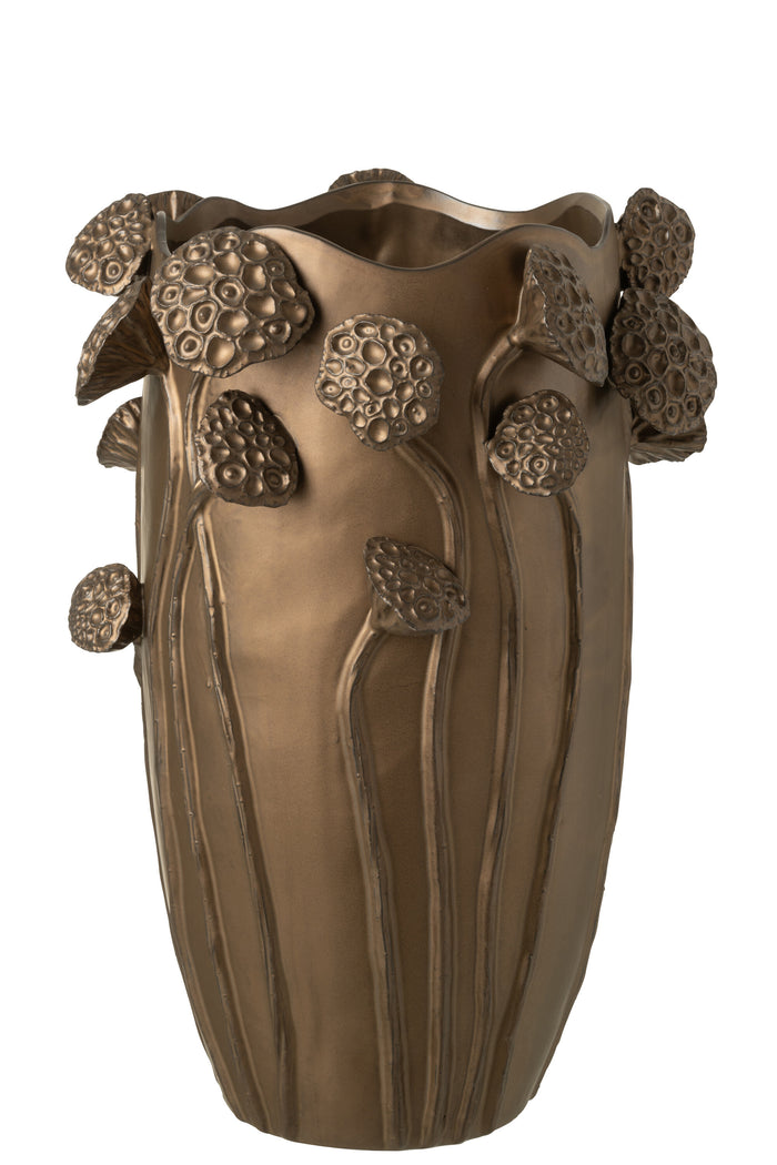 J-Line vaas Lotus Pod - keramiek - koperkleur - large