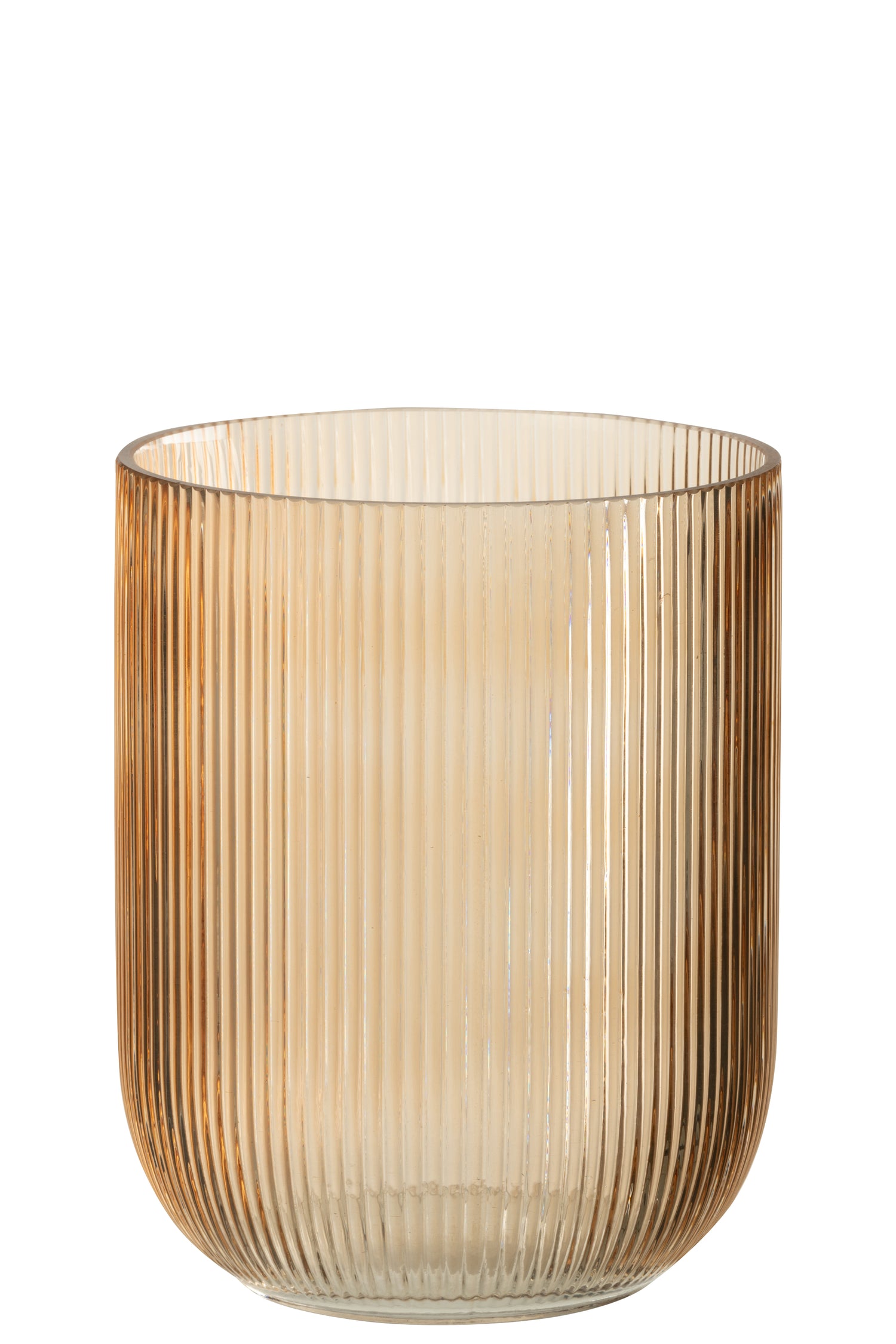 J-Line vaas Gestreept - glas - bruin - medium