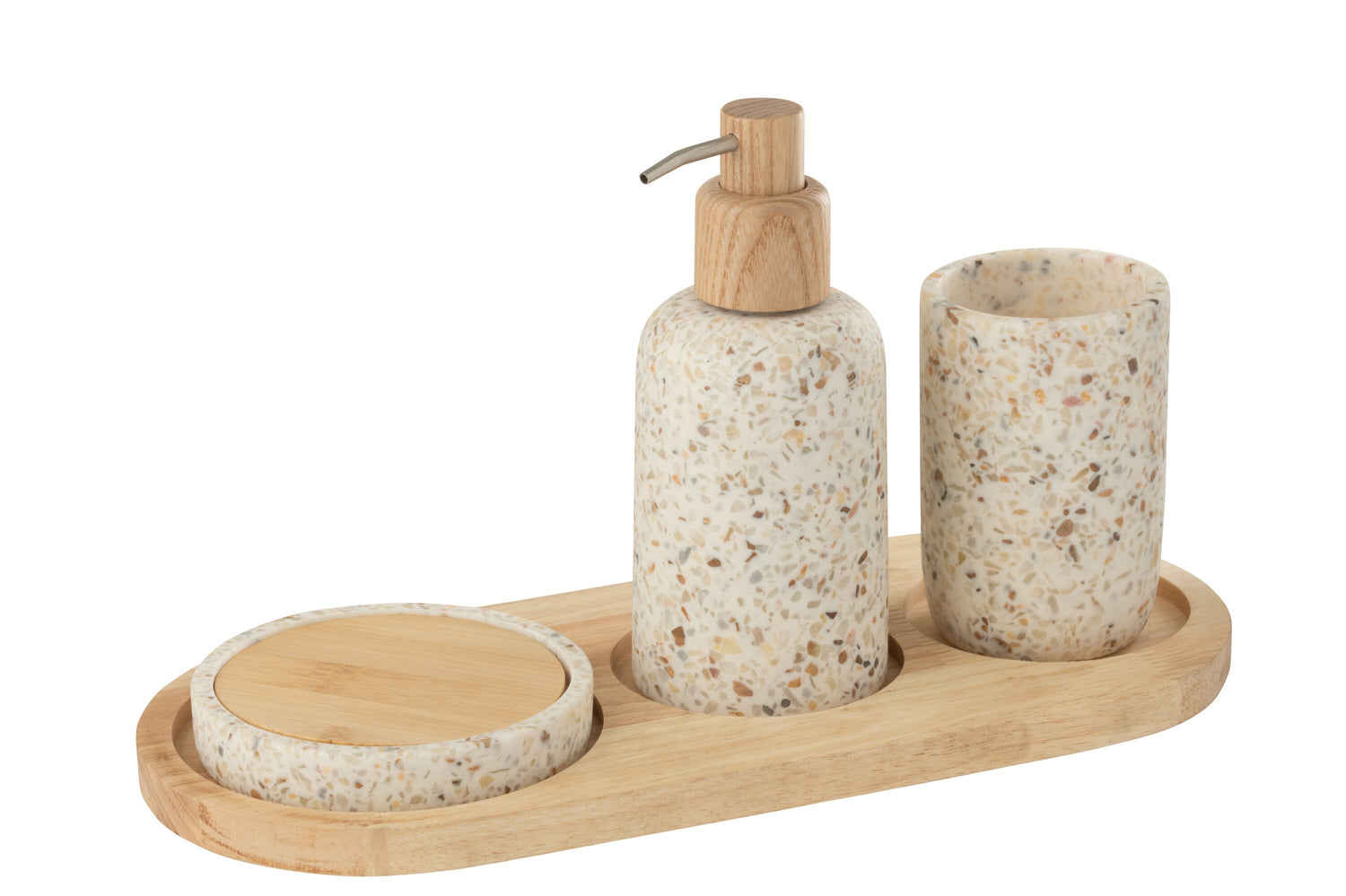 J-Line zeepdispenser On Tray - polyresin - wit|naturel