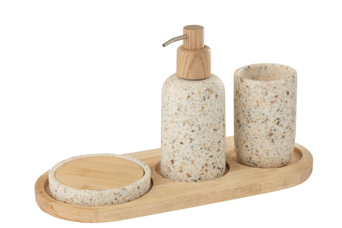 J-Line zeepdispenser On Tray - polyresin - wit|naturel