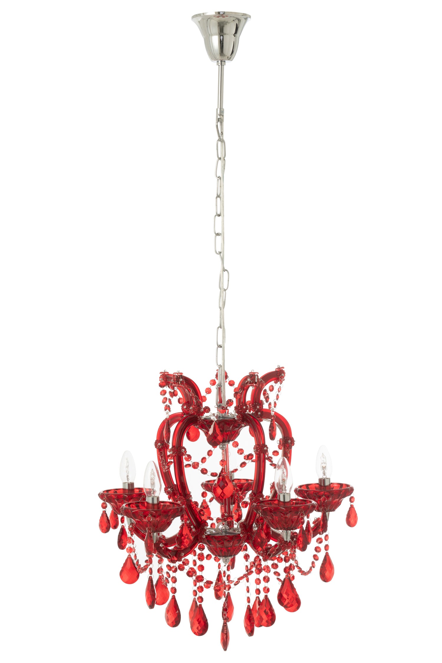 J-Line hanglamp Kand Antiek - glas - rood