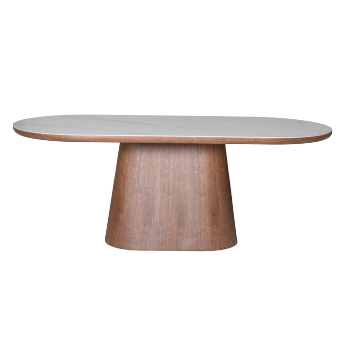 Giga Meubel - Eettafel Wit Keramiek|Walnoot - 200x90x77cm - Alba