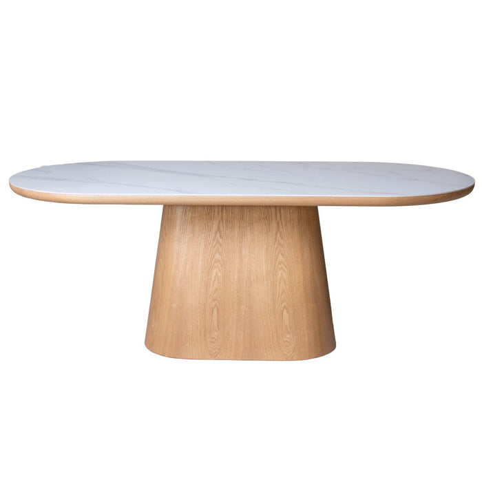 Giga Meubel - Eettafel Wit Keramiek|Naturel - 200x90x77cm - Alba