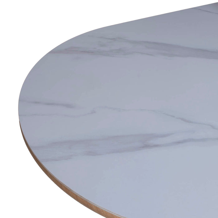 Giga Meubel - Eettafel Wit Keramiek|Naturel - 200x90x77cm - Alba