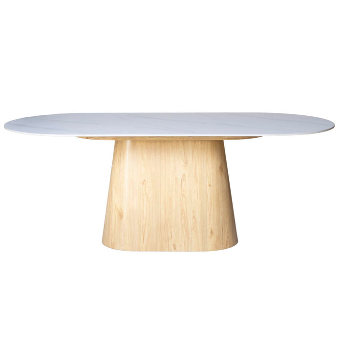 Giga Meubel - Eettafel Wit Keramiek|Naturel - 200x90x75cm - Madia