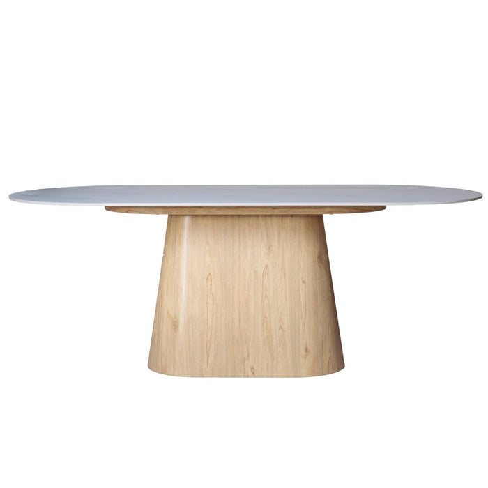 Giga Meubel - Eettafel Wit Keramiek|Naturel - 200x90x75cm - Madia