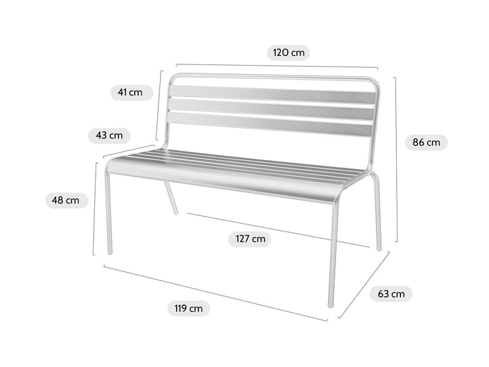 Metalen tuinbank Max 120 cm zwart