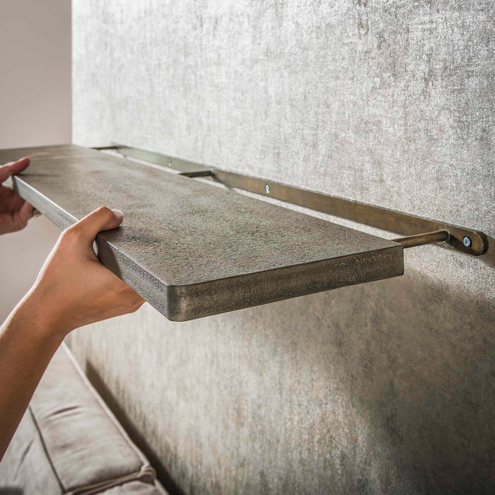 Giga Meubel - Wandplank Brons Metaal - Set van 3 - 120x20x3cm - Ferro