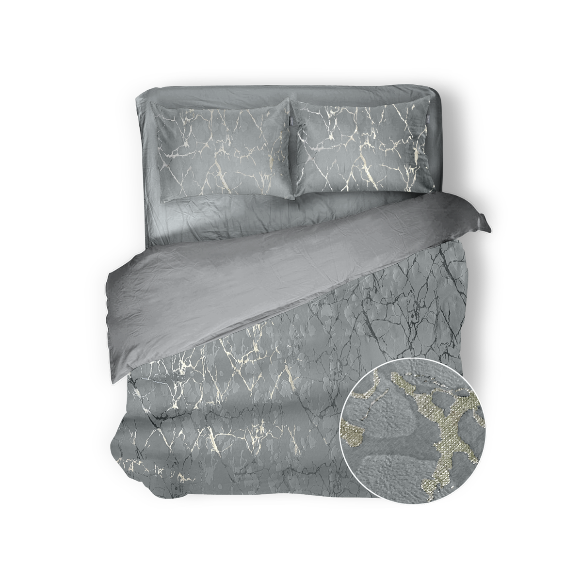 Eleganzzz Dekbedovertrek Marbel Foil Velvet - grey