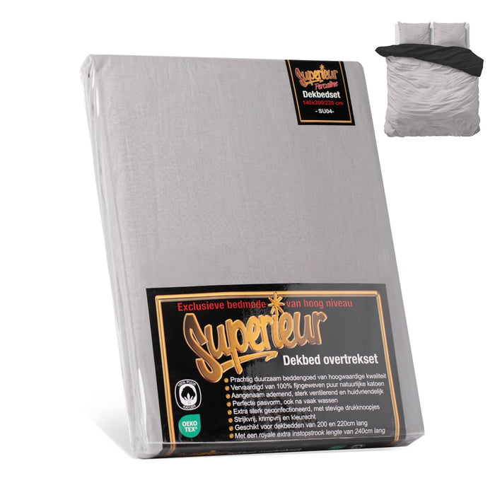 Superieur - Dekbedovertrek - Zwart; Grijs - Eenpersoons