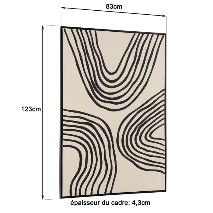 HOMER - Décoration murale B - 83x123cm lignes abstraites, cadre noir