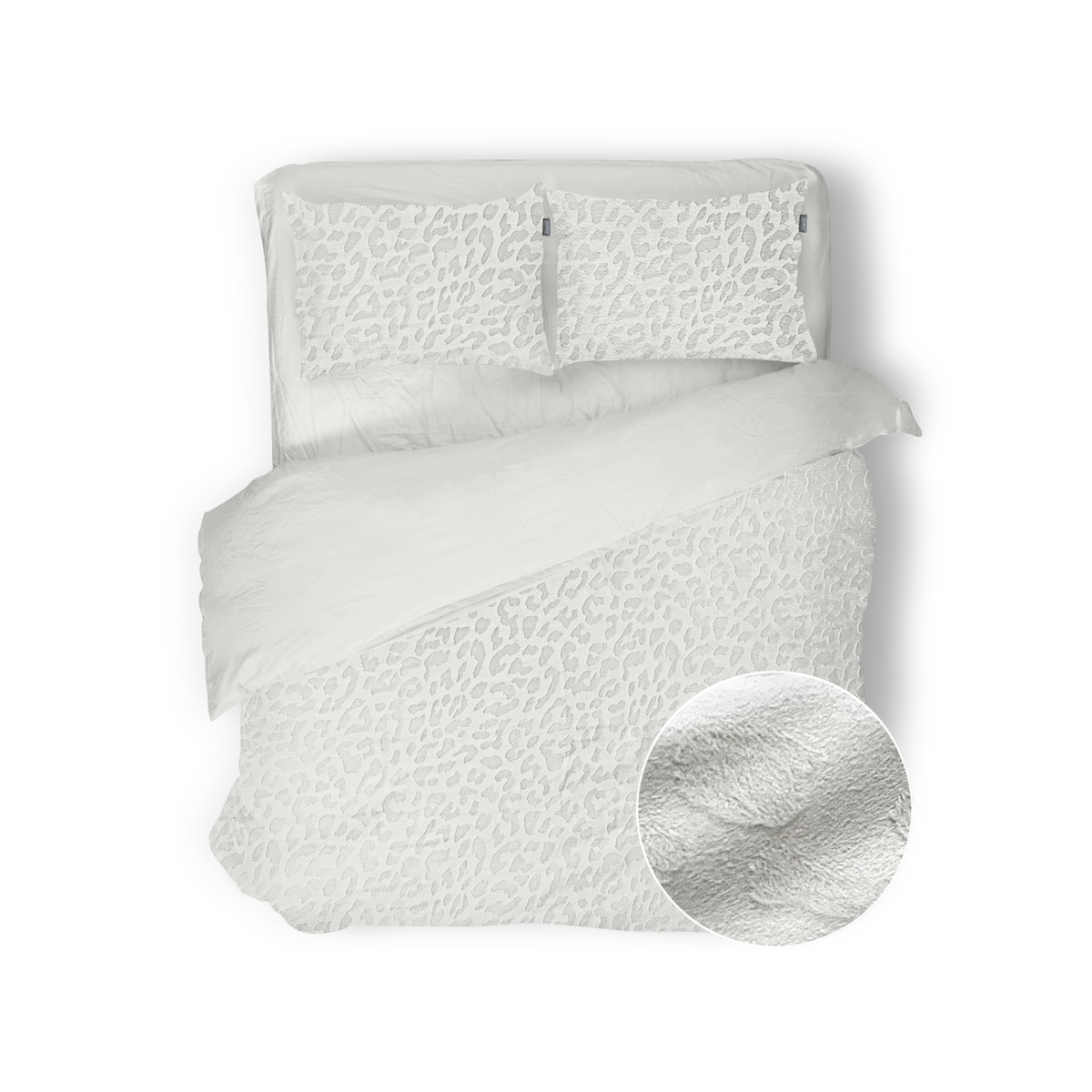 Eleganzzz Dekbedovertrek Micro Mink Leopard - off white