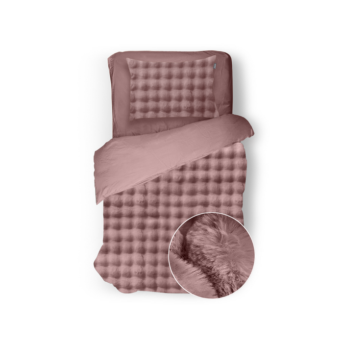 Eleganzzz Dekbedovertrek Shiny Bubble Pom Pom Flanel Fleece - old rose