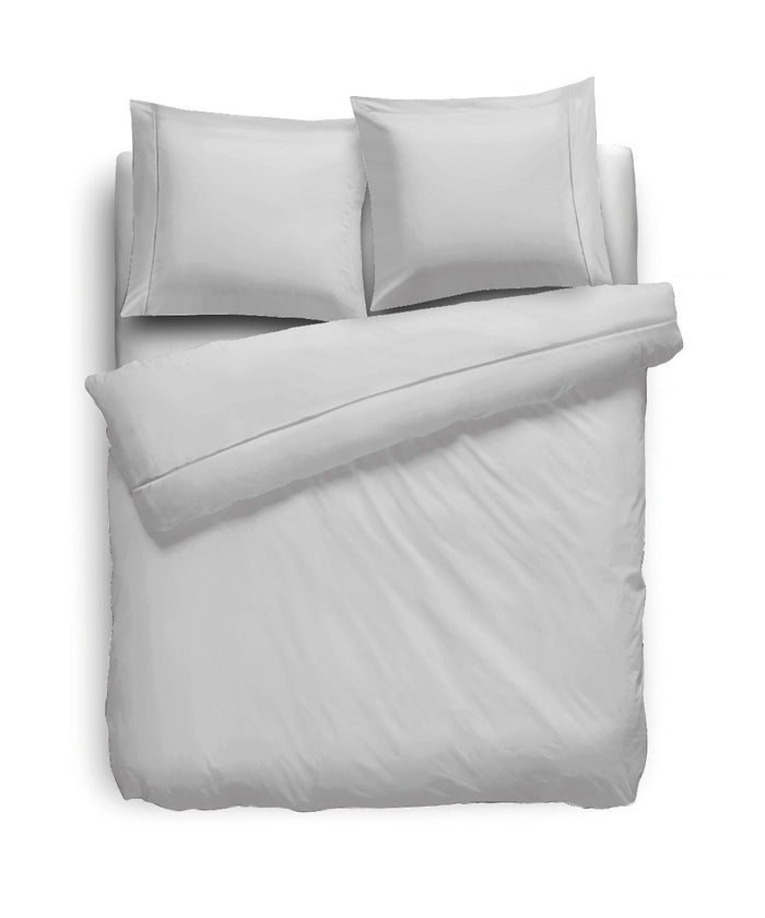 Eleganzzz Dekbedovertrek Uni Perkal Katoen Met Bies - zilver