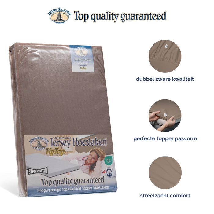 Harris&Darwin - Hoeslaken -  Jersey - Taupe - 200x220cm