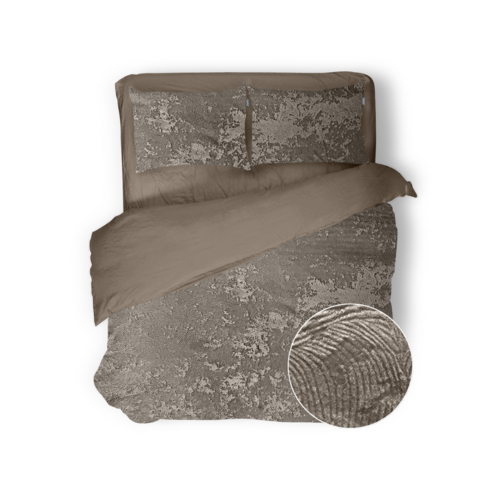 Eleganzzz Dekbedovertrek 3D Embossed Velvet Wave - warm taupe