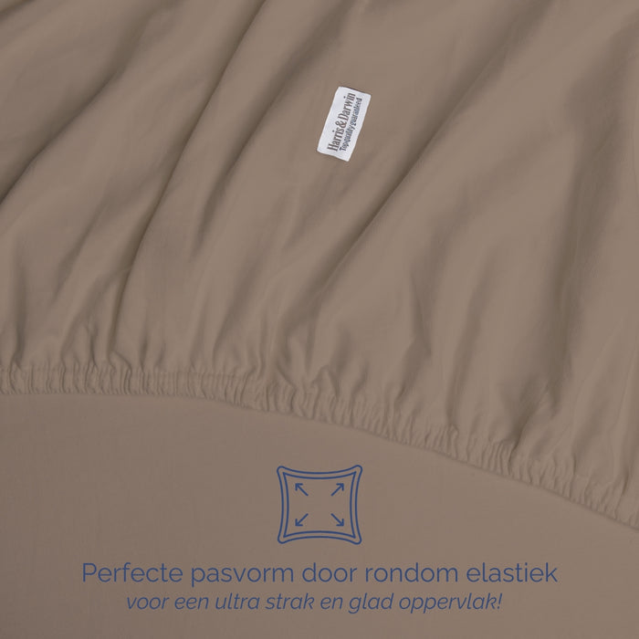 Harris&Darwin - Hoeslaken -  Jersey - Taupe - 80x200cm