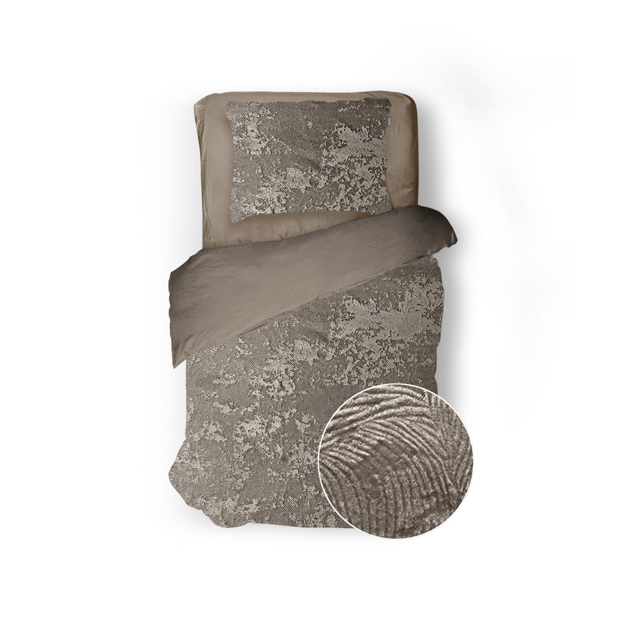 Eleganzzz Dekbedovertrek 3D Embossed Velvet Wave - warm taupe