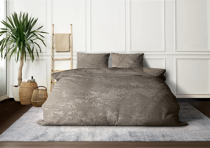 Eleganzzz Dekbedovertrek 3D Embossed Velvet Wave - warm taupe