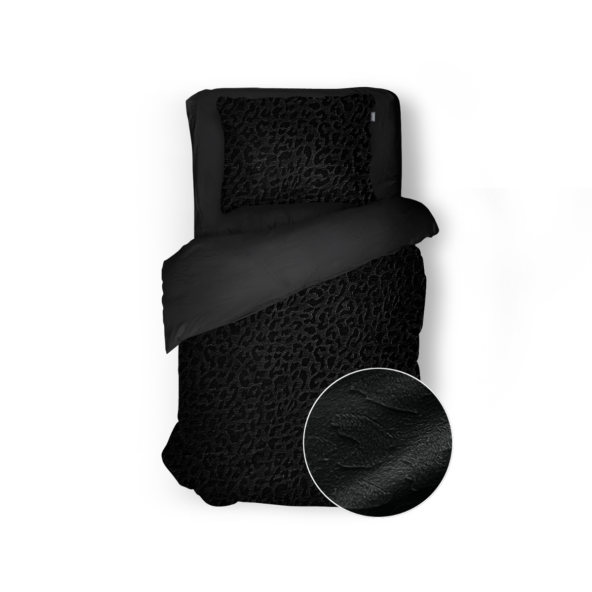Eleganzzz Dekbedovertrek Micro Mink Leopard - black