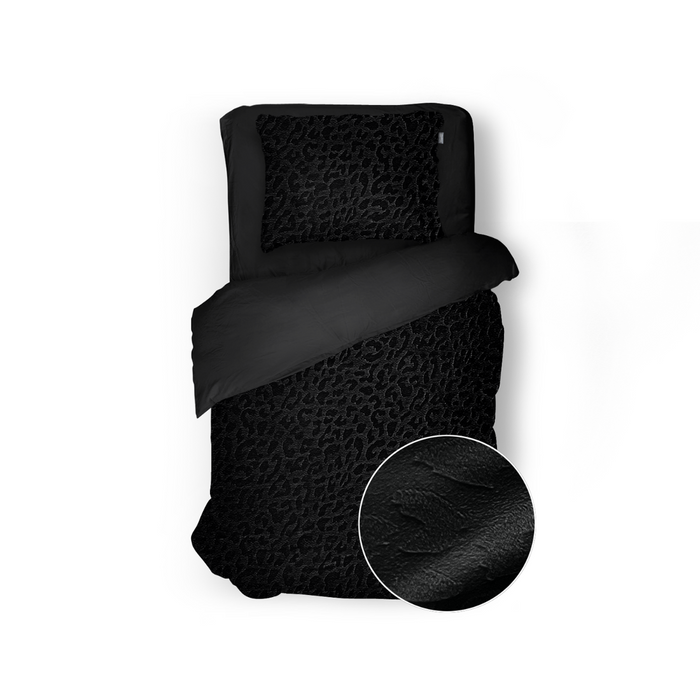 Eleganzzz Dekbedovertrek Micro Mink Leopard - black