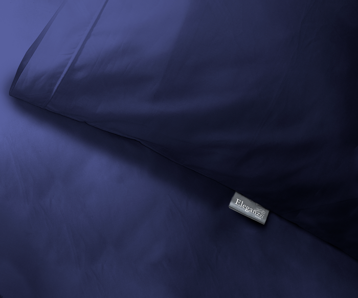 Eleganzzz Dekbedovertrek Uni Perkal Katoen Met Bies - donker blauw