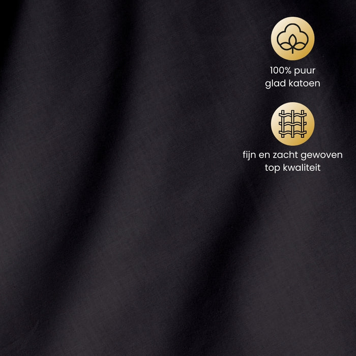 Superieur - Hoeslaken -  Katoen - Zwart - 120x200cm