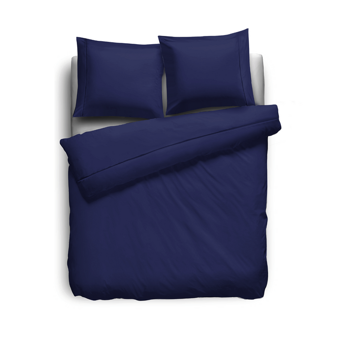 Eleganzzz Dekbedovertrek Uni Perkal Katoen Met Bies - donker blauw