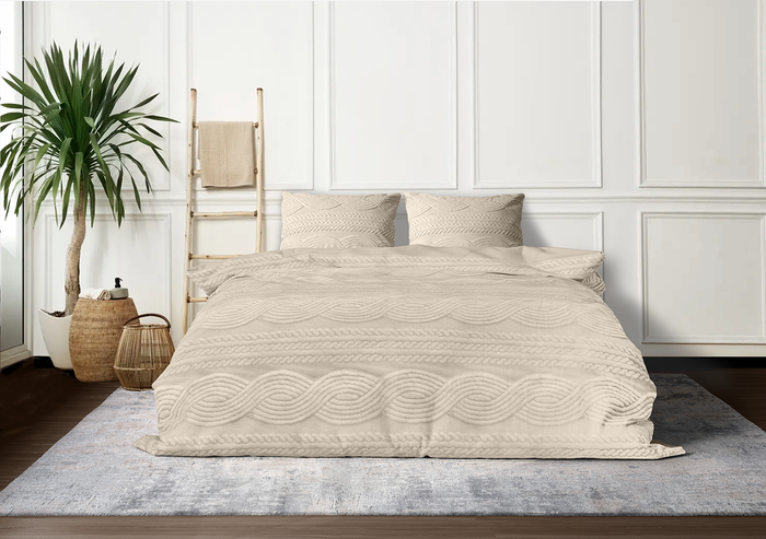 Eleganzzz Dekbedovertrek Jacquard Teddy Pluche - warm sand
