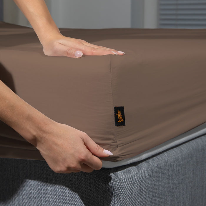 Superieur - Hoeslaken -  Katoen - Taupe - 200x220cm