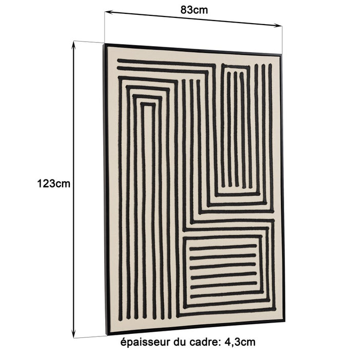 HOMER - Décoration murale C - 83x123cm lignes abstraites, cadre noir