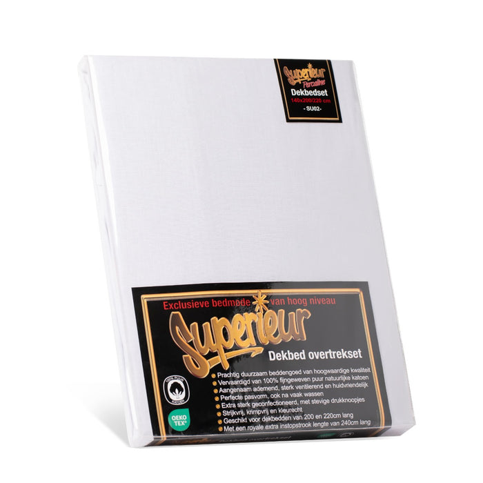 Superieur - Dekbedovertrek - Wit; Grijs - Lits-jumeaux