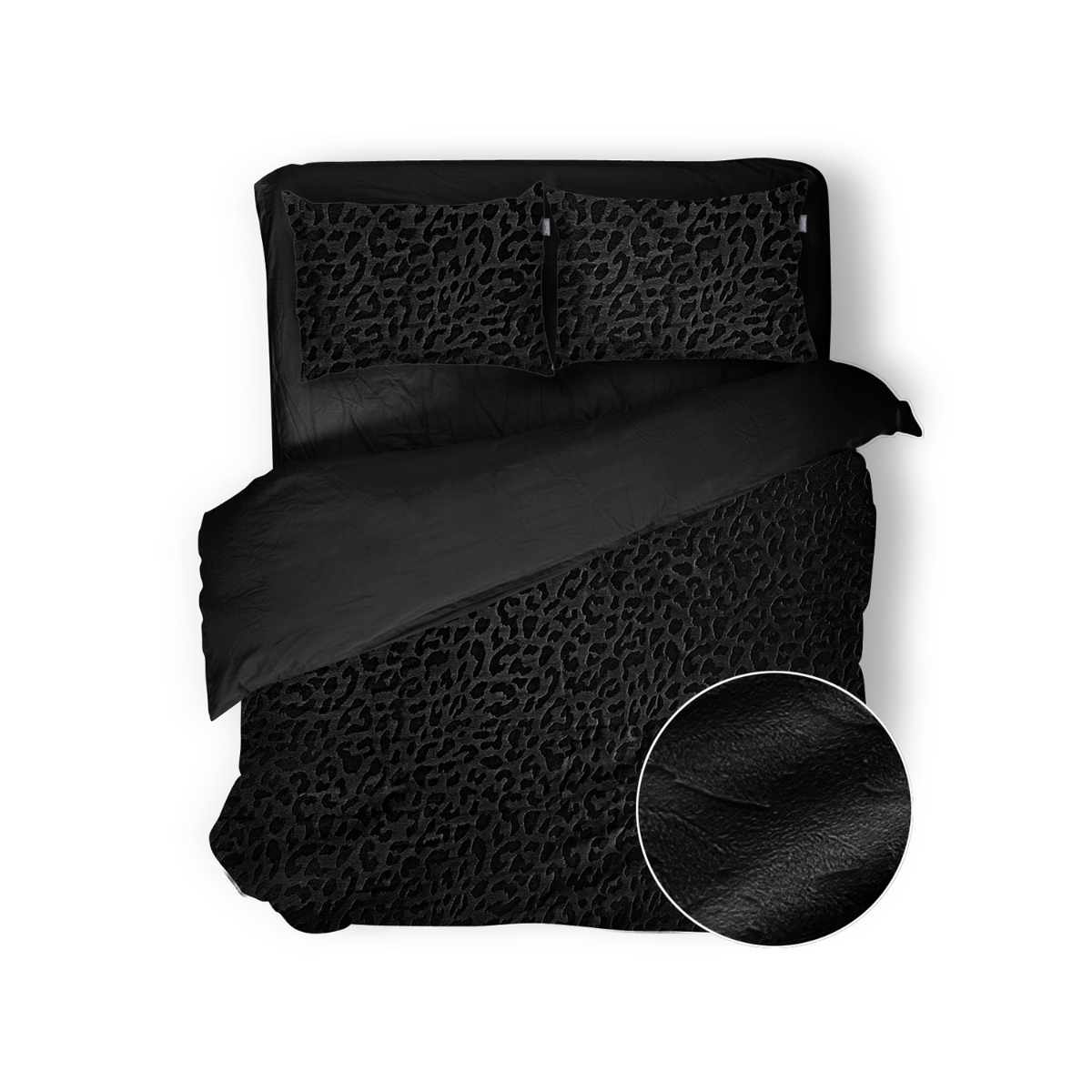 Eleganzzz Dekbedovertrek Micro Mink Leopard - black