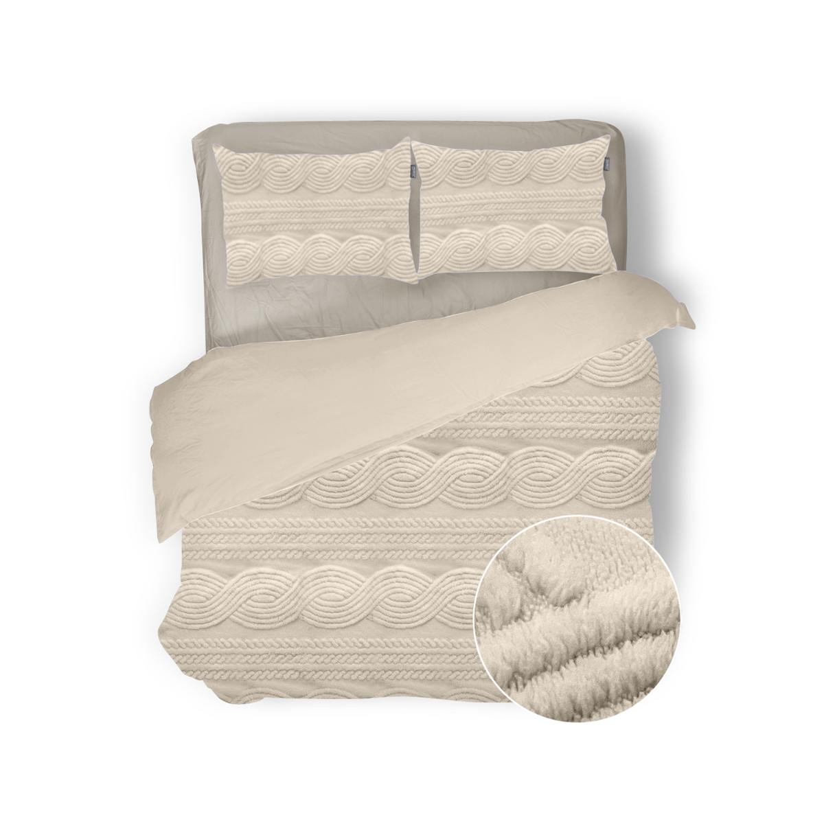 Eleganzzz Dekbedovertrek Jacquard Teddy Pluche - warm sand