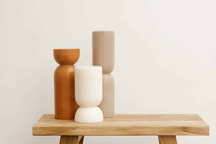 Originalhome kaars organische vorm - Beigegrijs - L