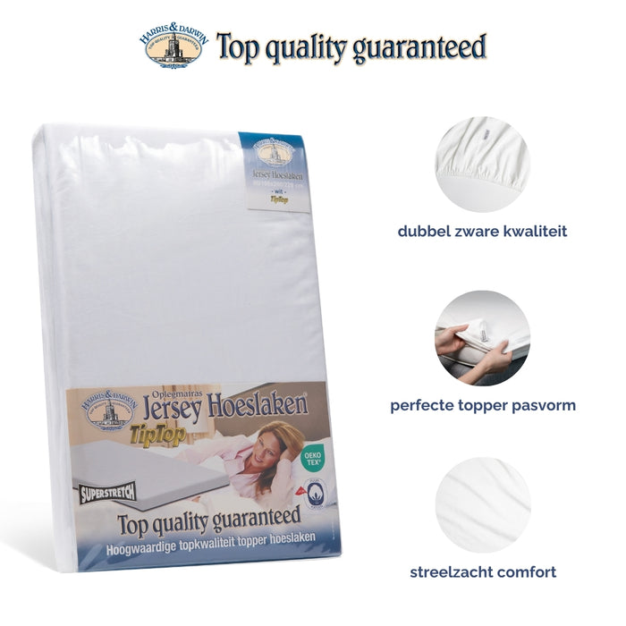 Harris&Darwin - Hoeslaken -  Jersey - Wit - 200x220cm