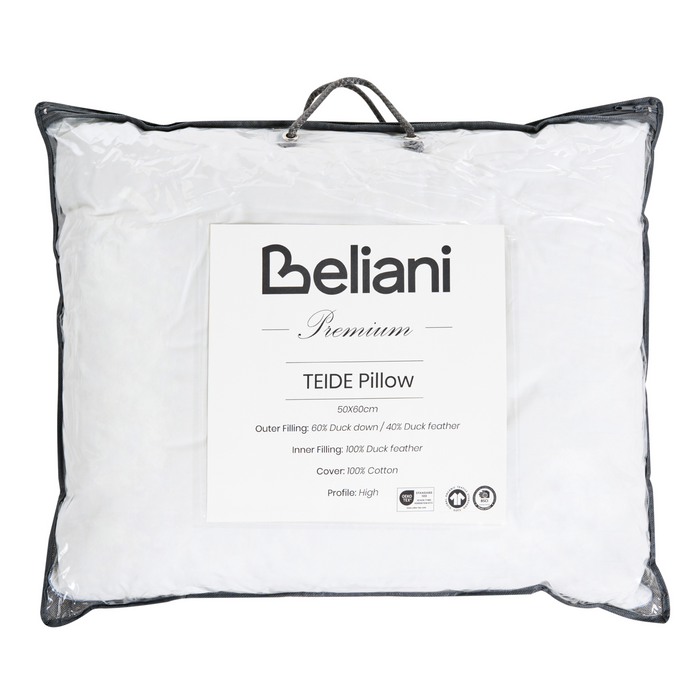 Beliani-TEIDE-Hoofdkussen 3 vakken-Wit-50 x 60 cm-Hoog-Eendenveren