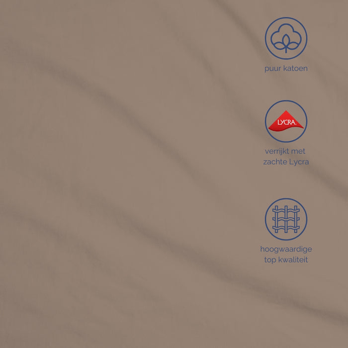 Harris&Darwin - Hoeslaken -  Jersey - Taupe - 90x200cm