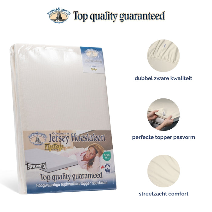 Harris&Darwin - Hoeslaken -  Jersey - Crème - 180x200cm