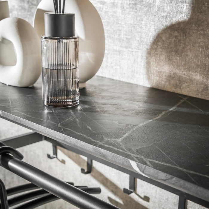 Giga Meubel - Kapstok Zwart Metaal - 6-Haaks - 80x30x24cm - Roede