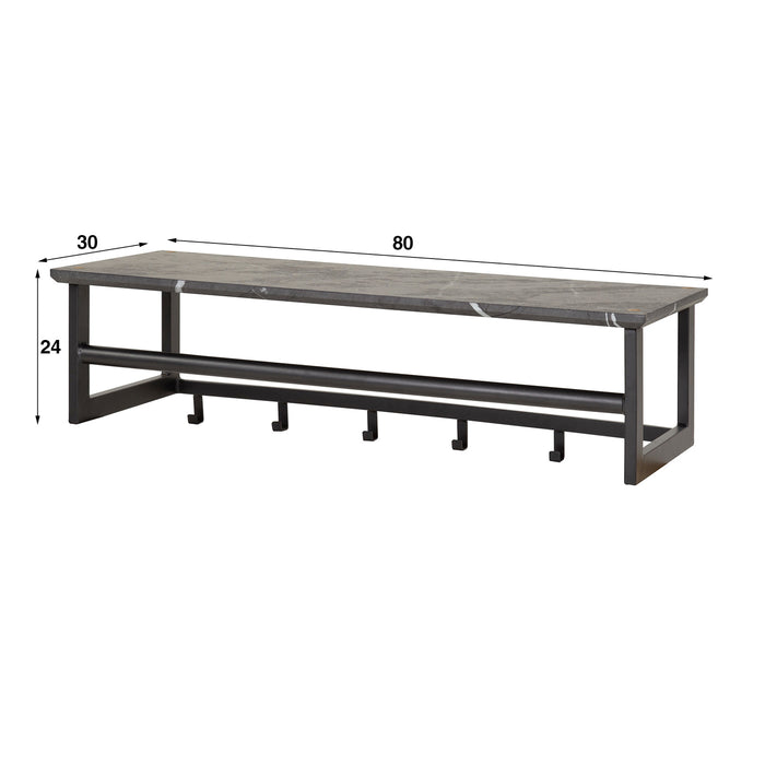 Giga Meubel - Kapstok Zwart Metaal - 6-Haaks - 80x30x24cm - Roede